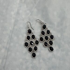 Elegant Black and Silver Chandelier Earrings